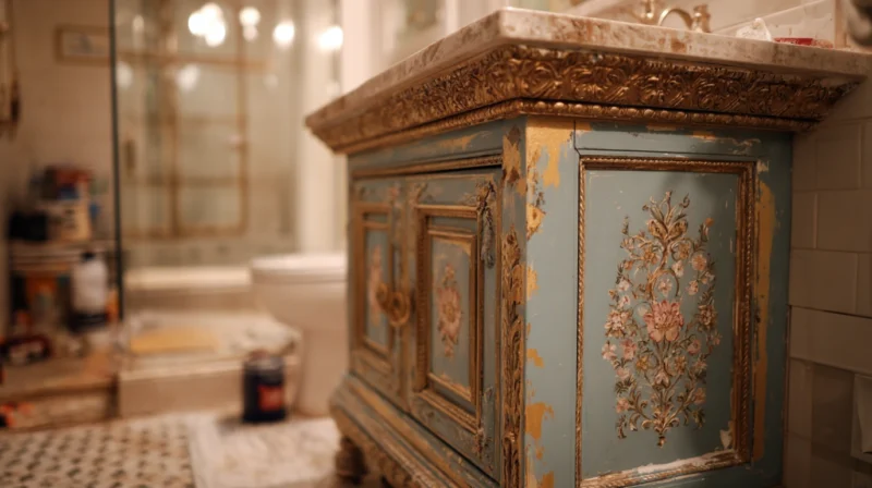 Stari restaurirani ormaric u kupatilu